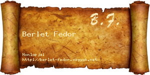 Berlet Fedor névjegykártya